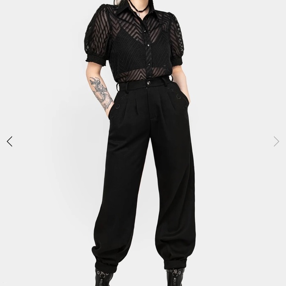 Disturbia Pants - Disturbia Dianne Embroidered Ballon Trousers - Black